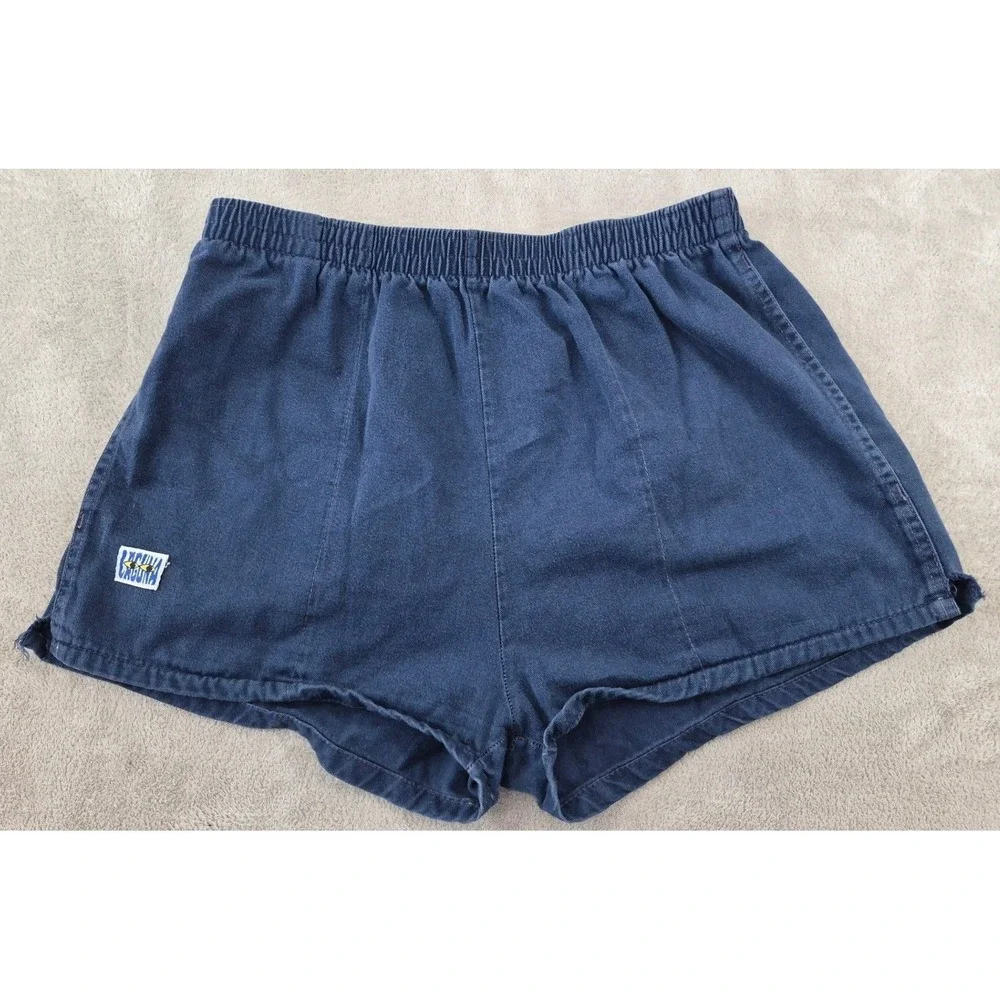 Vintage Laguna Navy Blue Cotton Shorts Elastic Waist XL Surf Beach Made in USA